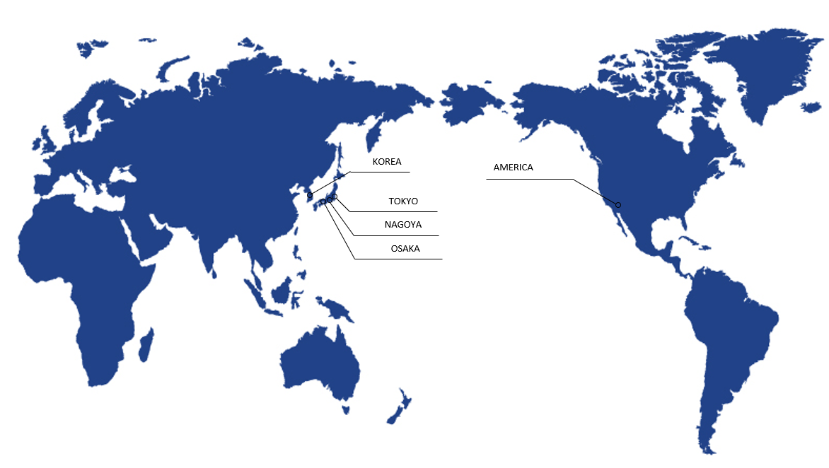村上実業株式会社、各営業所の世界地図